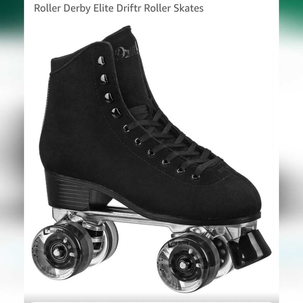NIB - BUNDLE RollerDerby Elite Driftr Roller Skates, Bag, Pads, Pink Laces